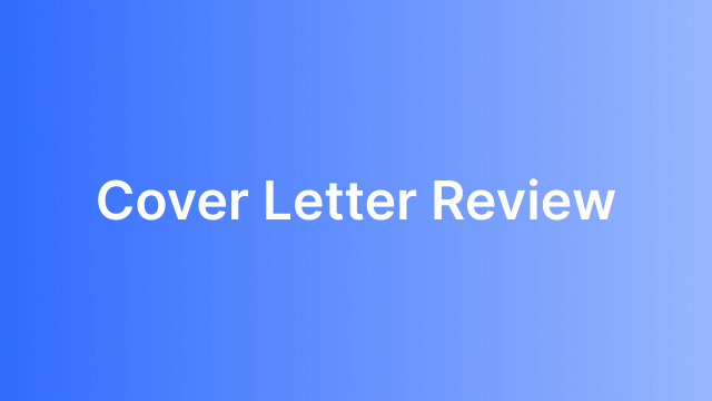 Cover Letter Review
